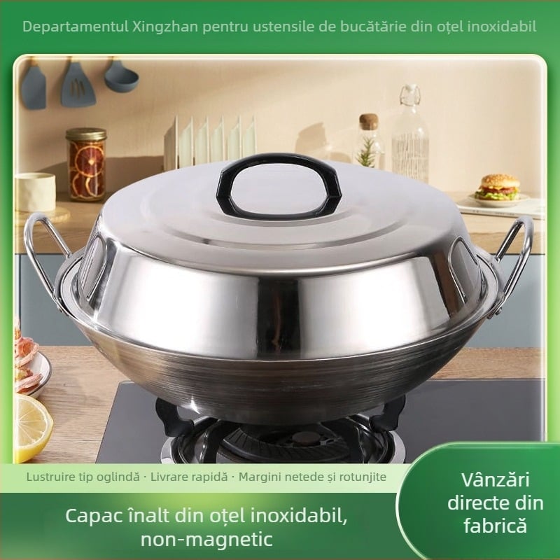 Capac de oală din oțel inoxidabil, nemagnetic, înalt, anti-arzire și anti-vărsare