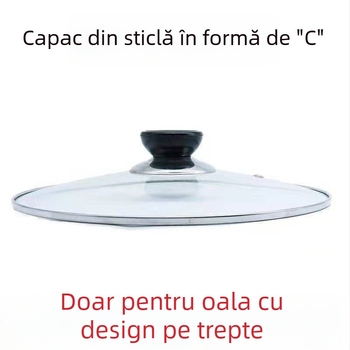 Capac din sticlă temperată în formă de C, transparent și îngroșat, pentru uz casnic, potrivit pentru oale cu aburi, oale de supă, oale electrice, universal