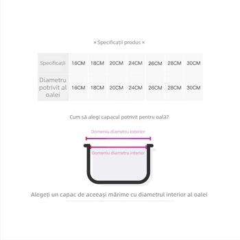 Capac de oală cu piatră Maifan și sticlă temperată, capac universal plat pentru tigăi antiaderente, din oțel inox cu mâner rotund