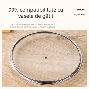 Capac din sticlă temperată în formă de T, rezistent la temperaturi înalte, universal pentru oale de supă, tigăi, wok