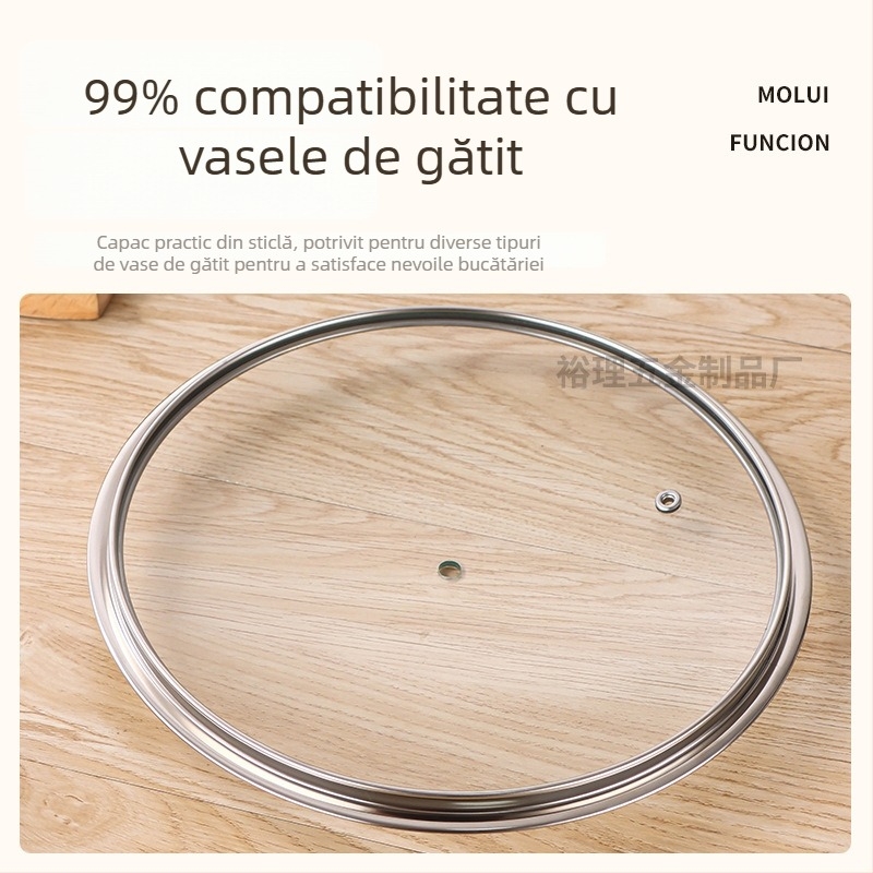 Capac din sticlă temperată în formă de T, rezistent la temperaturi înalte, universal pentru oale de supă, tigăi, wok