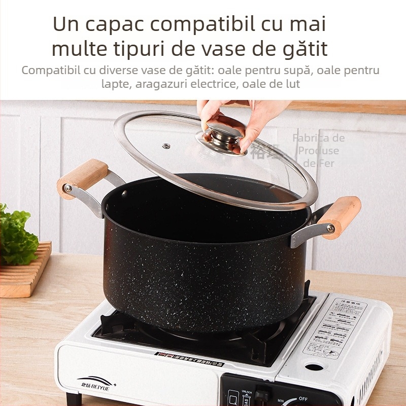 Capac din sticlă temperată în formă de T, rezistent la temperaturi înalte, universal pentru oale de supă, tigăi, wok