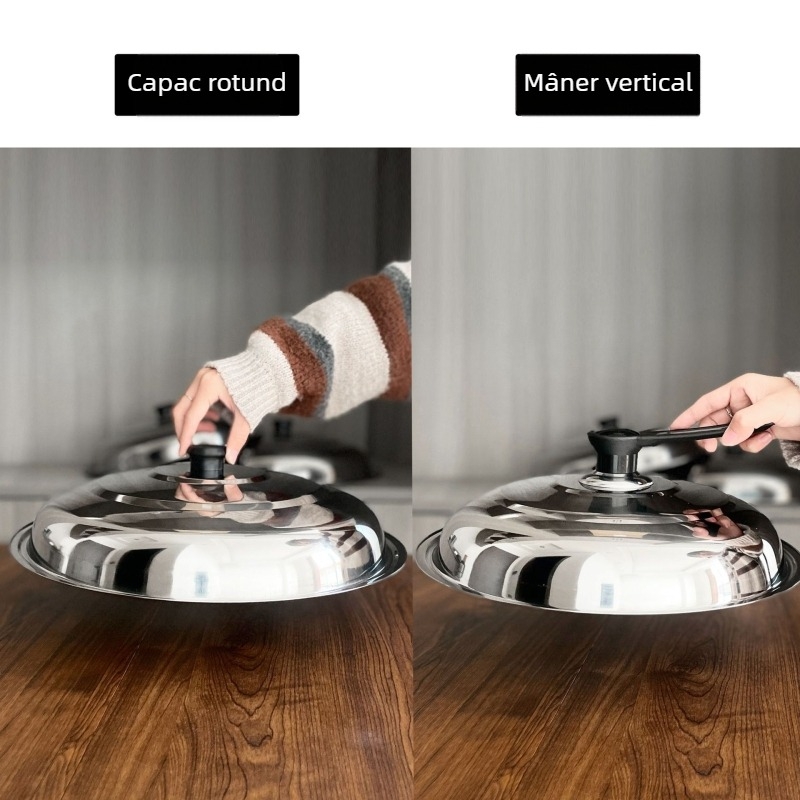 Capac de oală din oțel inoxidabil, gros, cu cupolă înaltă, capac de aburi pentru oale mari, diametru 31–41 cm