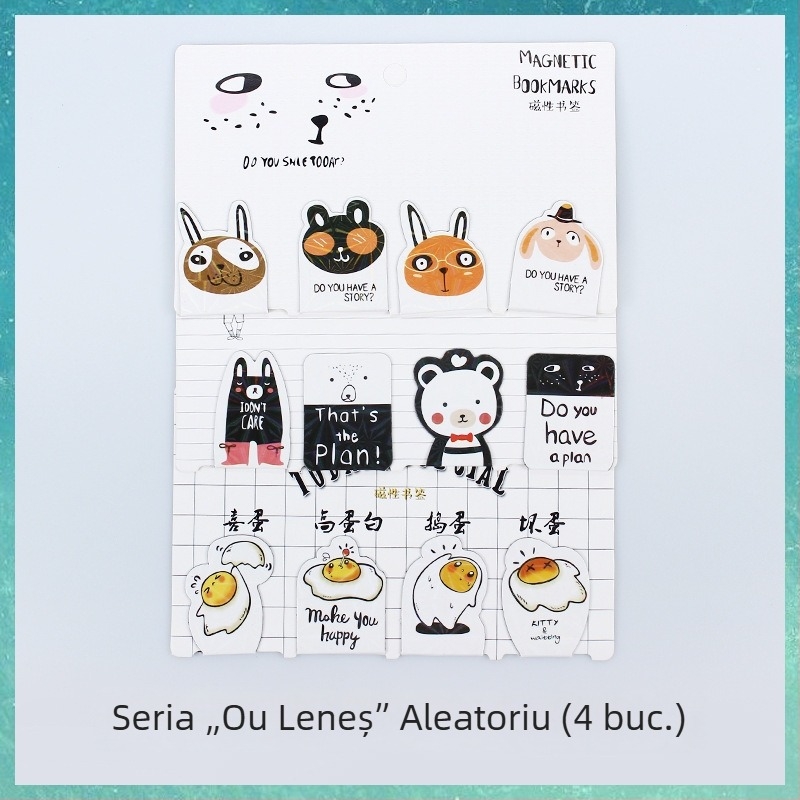 Semn de carte magnetic pentru elevi, design caricatură simplu și drăguț, magnet de frigider personalizabil