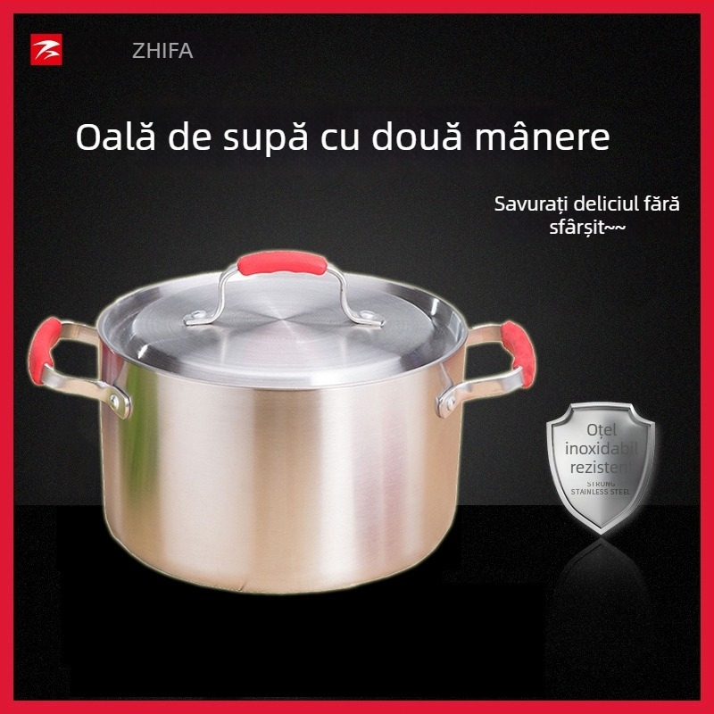 Oală de supă din oțel inoxidabil 304, cu două mâneri, oală de lapte și ghiveci cu trei straturi, fund gros, vas multifuncțional