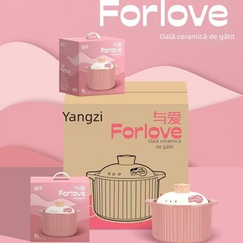 Yangzi oală ceramică, caserolă mare pentru supe și gătit înăbușit, capac ceramic, 3,1–4 L, stil Nordic