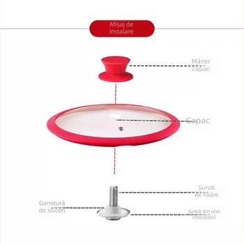 Mâner special pentru capacul de oală, din silicon rezistent la arsuri, oțel inoxidabil și mărgele de sticlă la vârf, accesoriu de bucătărie pentru uz casnic, poate sta în picioare