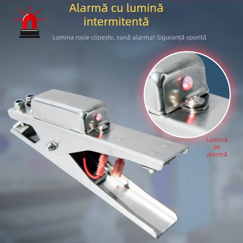 Clema de împământare electrostatică, din oțel inoxidabil 304, cu alarmă sonoră și vizuală