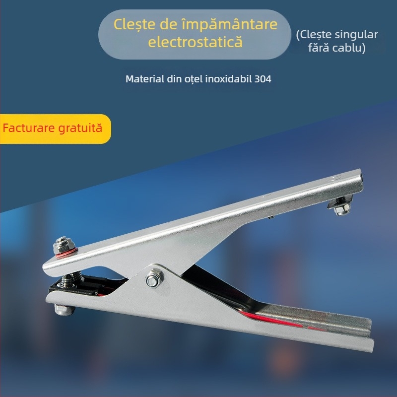 Clema de împământare electrostatică, din oțel inoxidabil 304, cu alarmă sonoră și vizuală