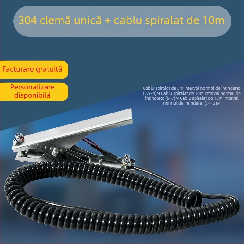 Clema de împământare electrostatică, din oțel inoxidabil 304, cu alarmă sonoră și vizuală
