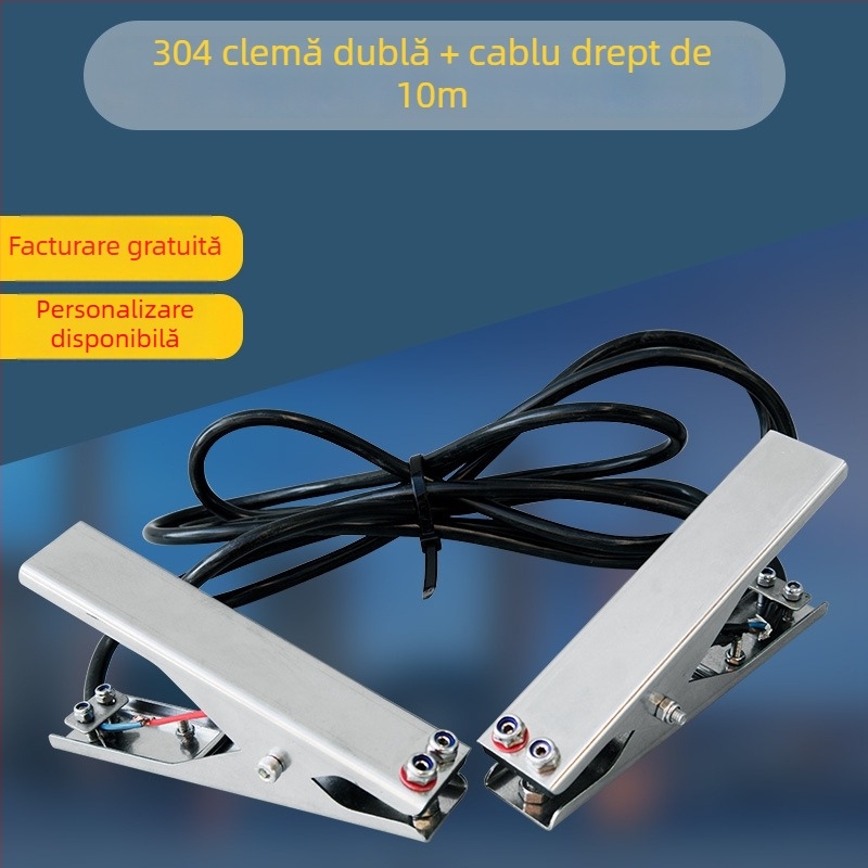Clema de împământare electrostatică, din oțel inoxidabil 304, cu alarmă sonoră și vizuală