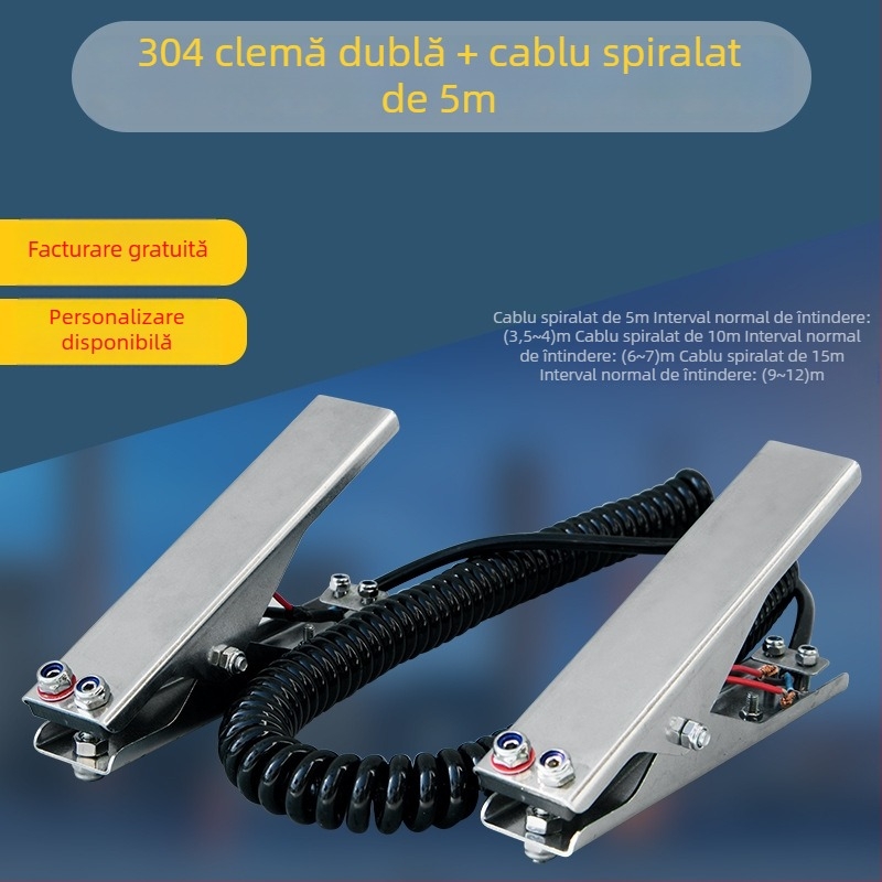 Clema de împământare electrostatică, din oțel inoxidabil 304, cu alarmă sonoră și vizuală