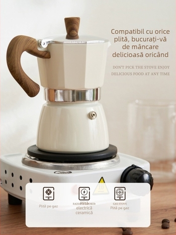 Espressor moka italian pentru uz casnic, plită electrică compactă, extracție cu o singură ventilație, oală pentru infuzie prin turnare