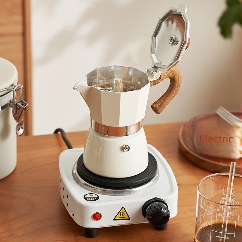 Espressor moka italian pentru uz casnic, plită electrică compactă, extracție cu o singură ventilație, oală pentru infuzie prin turnare