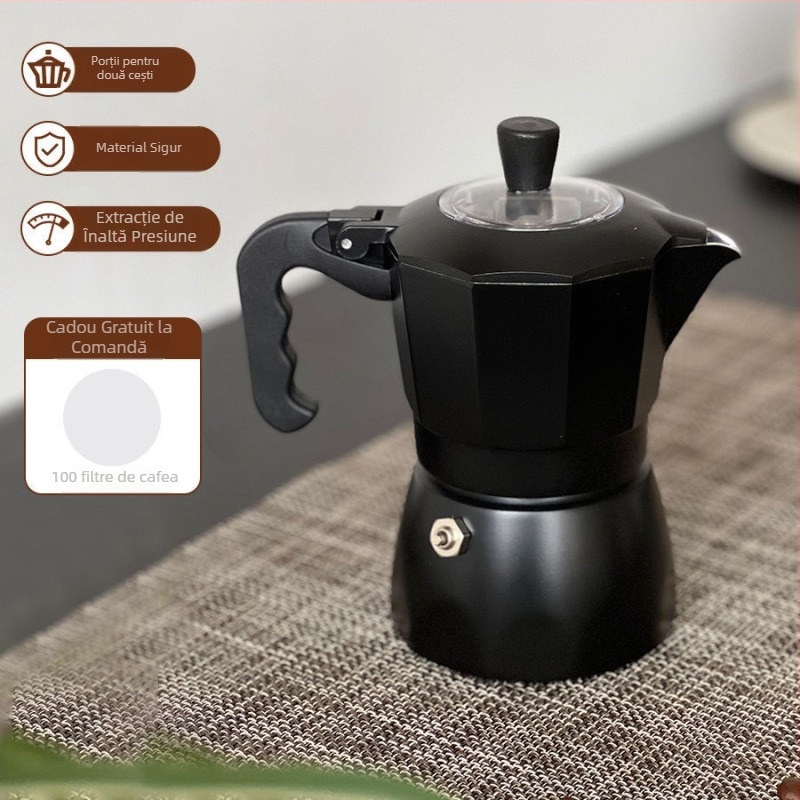 Espressor moka italian pentru uz casnic, plită electrică compactă, extracție cu o singură ventilație, oală pentru infuzie prin turnare