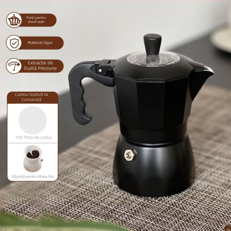 Espressor moka italian pentru uz casnic, plită electrică compactă, extracție cu o singură ventilație, oală pentru infuzie prin turnare