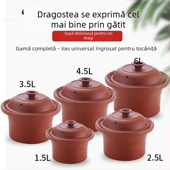 Set universal de oală electrică cu vas interior din lut purpuriu, vas ceramic pentru gătit cu capac interior alb din porțelan, 1,5–6,0 L