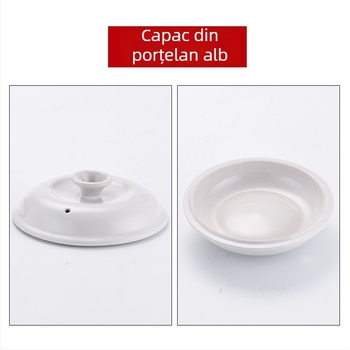 Set universal de oală electrică cu vas interior din lut purpuriu, vas ceramic pentru gătit cu capac interior alb din porțelan, 1,5–6,0 L