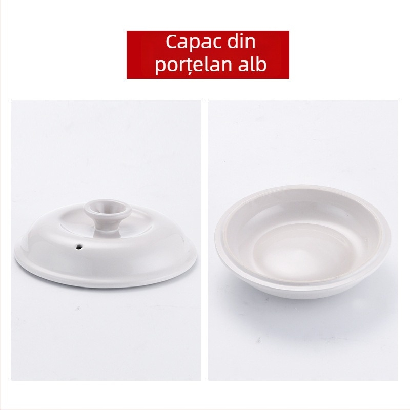 Set universal de oală electrică cu vas interior din lut purpuriu, vas ceramic pentru gătit cu capac interior alb din porțelan, 1,5–6,0 L