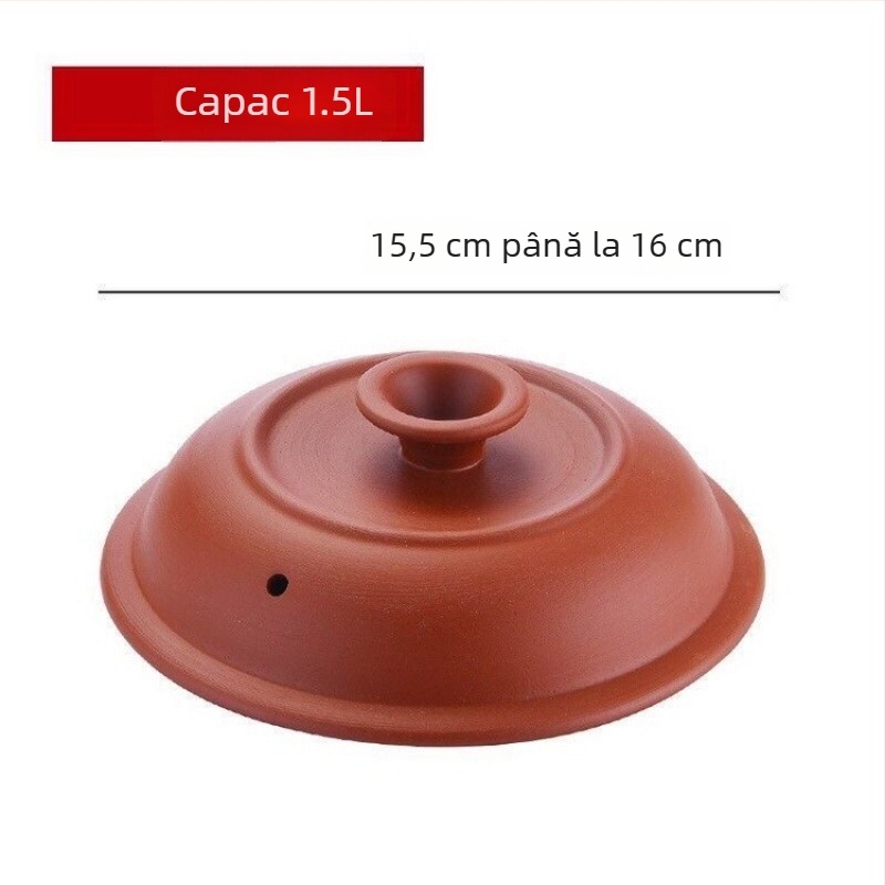 Set universal de oală electrică cu vas interior din lut purpuriu, vas ceramic pentru gătit cu capac interior alb din porțelan, 1,5–6,0 L