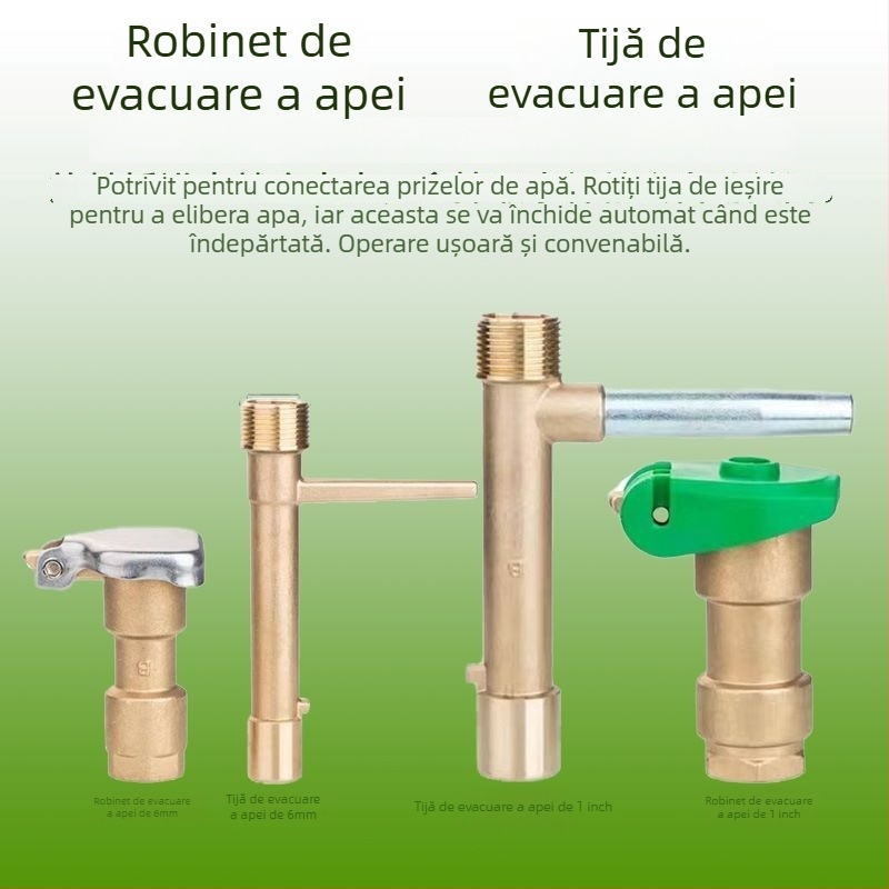 Valvă de apă din alamă, cu dop și conector pentru irigare în grădină