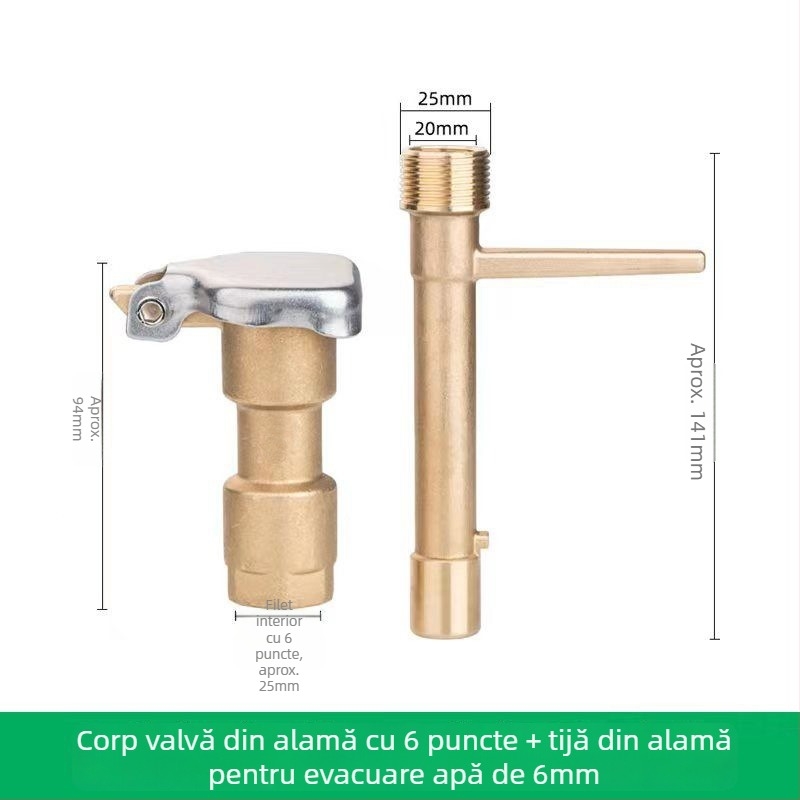 Valvă de apă din alamă, cu dop și conector pentru irigare în grădină