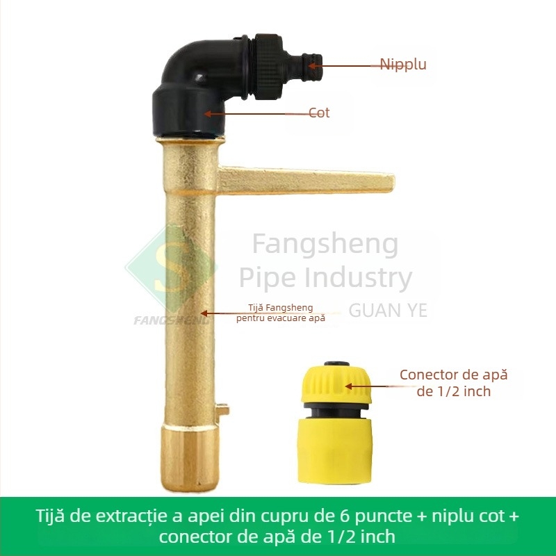 Valvă de apă din alamă, cu dop și conector pentru irigare în grădină