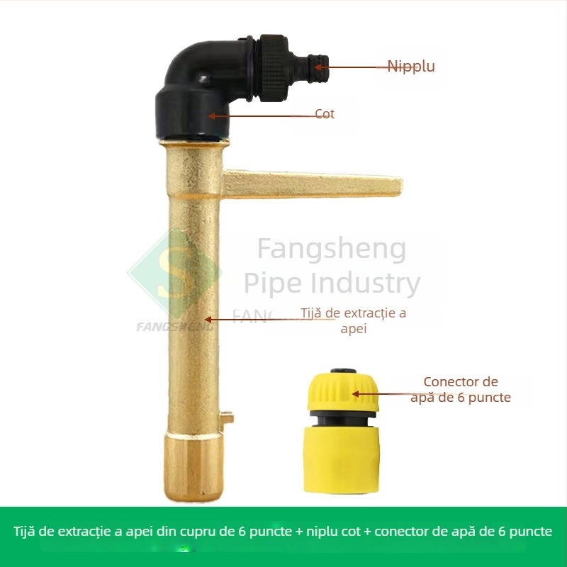 Valvă de apă din alamă, cu dop și conector pentru irigare în grădină
