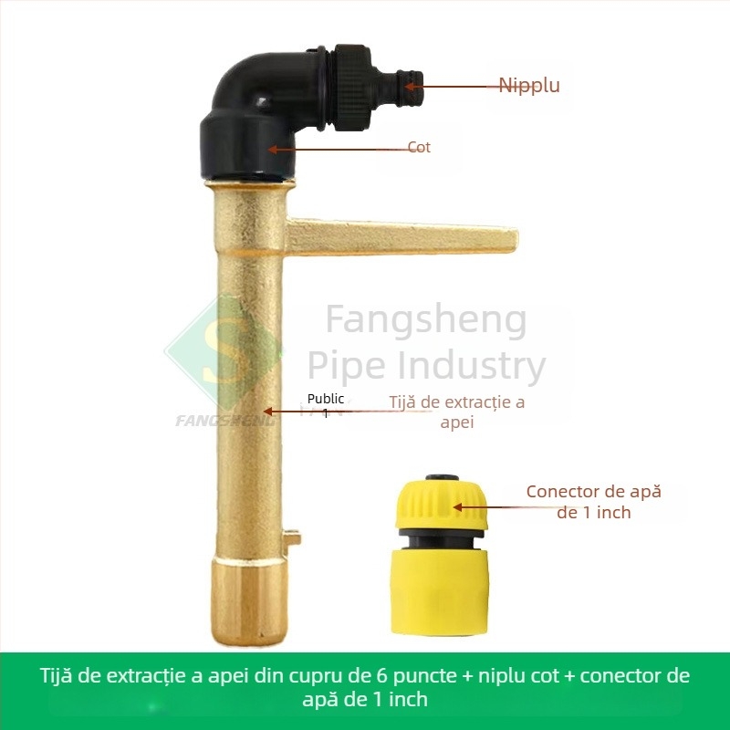Valvă de apă din alamă, cu dop și conector pentru irigare în grădină