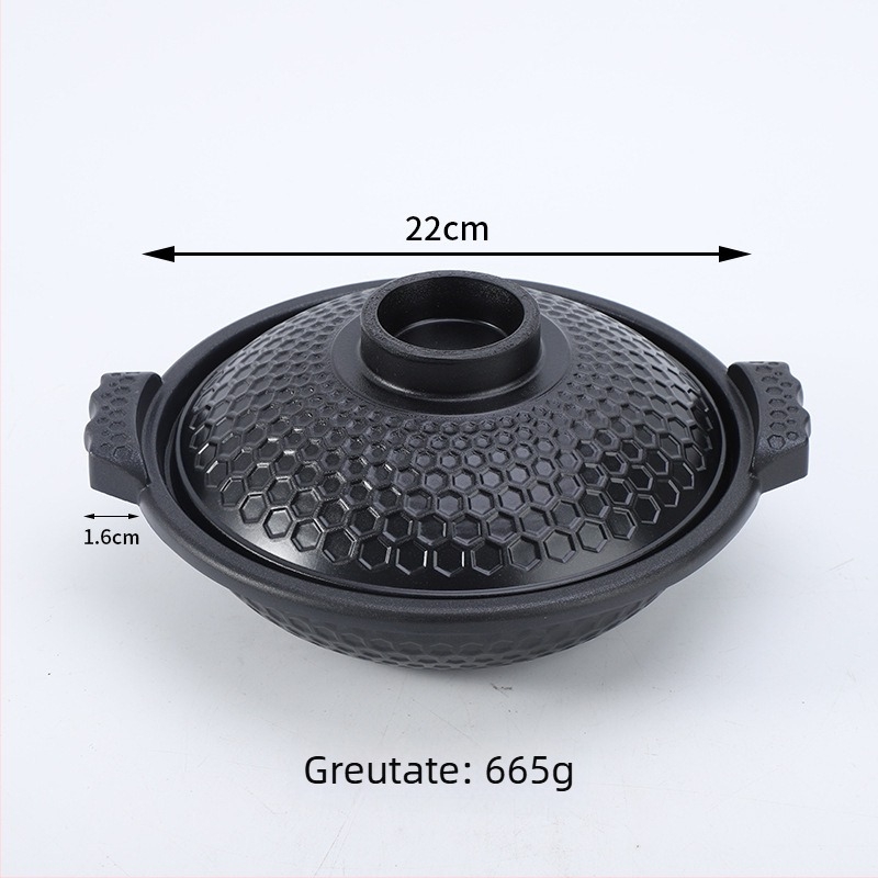 Caserolă din aliaj de aluminiu cu mâneri duble, model fagure, pentru braising, compatibilă cu plitele cu inducție