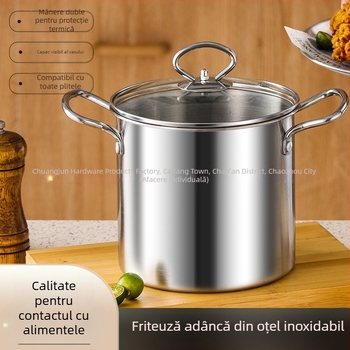 Fritură din oțel inoxidabil pentru uz casnic, capacitate mare, design înalt și profund, coș de prăjit cu filtru, potrivit pentru frigerea pe bețișoare