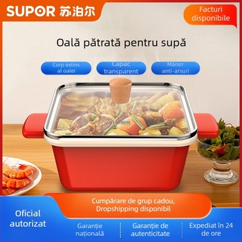 Supor oală de supă cu email ușor, mâner pătrat, VT20QF01, oală emailată antiaderentă, 2.1–3 L