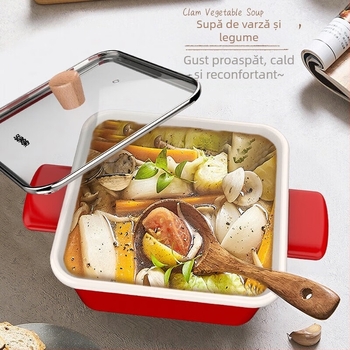 Supor oală de supă cu email ușor, mâner pătrat, VT20QF01, oală emailată antiaderentă, 2.1–3 L