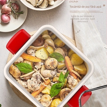 Supor oală de supă cu email ușor, mâner pătrat, VT20QF01, oală emailată antiaderentă, 2.1–3 L