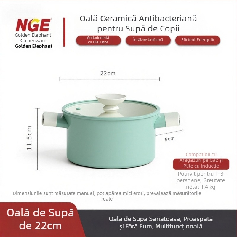 Noul model oală ceramică antiaderentă pentru hrana bebelușilor și supă, oală multifuncțională pentru încălzire lapte pentru o persoană