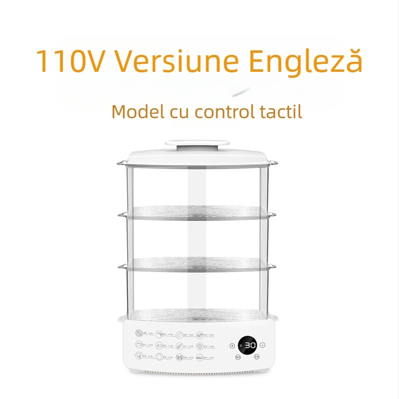 Gătit cu aburi electric, trei niveluri, 12 L capacitate, oprire automată