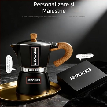 Set cadou cu ibric moka italian pentru prepararea espresso, accesorii cafea, cadou de afaceri pentru uz casnic