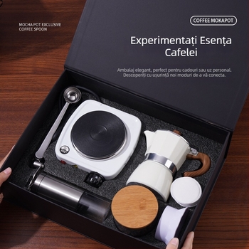 Set cadou cu ibric moka italian pentru prepararea espresso, accesorii cafea, cadou de afaceri pentru uz casnic