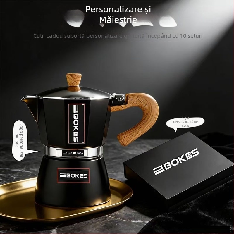 Set cadou cu ibric moka italian pentru prepararea espresso, accesorii cafea, cadou de afaceri pentru uz casnic