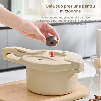 Container pentru microunde cu presiune, uz casnic, vas multifuncțional pentru aburi și gătit orez, cu lingură pentru orez