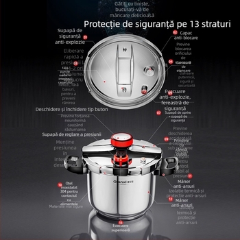 Jieanxi oală sub presiune pentru uz casnic, mică, din oțel inoxidabil 304, protecție anti-explozie, compatibilă cu aragaz cu gaz și plită cu inducție