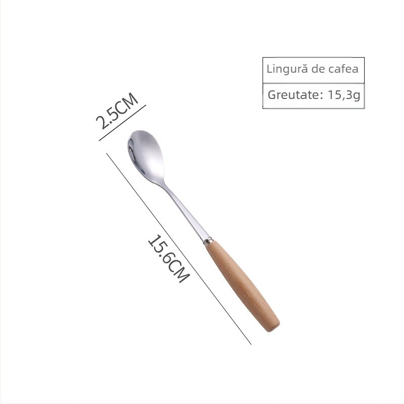Set de tacâm japonez cu mâner din lemn: tel de ouă, cuțit, furculiță, lingură și bețișoare, cu mâner din fag