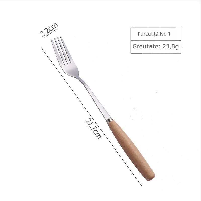 Set de tacâm japonez cu mâner din lemn: tel de ouă, cuțit, furculiță, lingură și bețișoare, cu mâner din fag