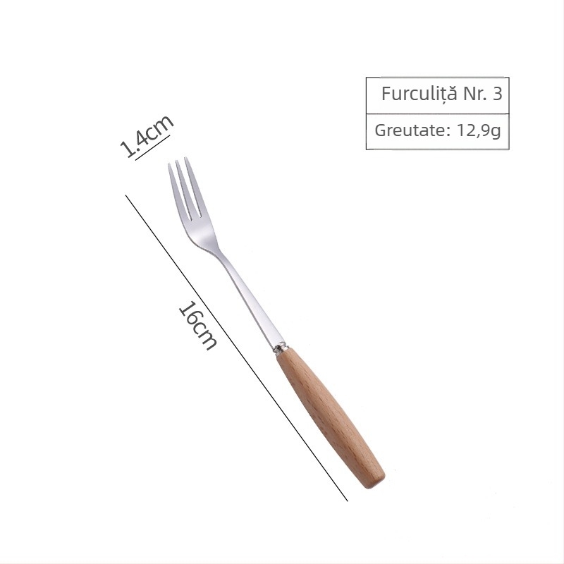 Set de tacâm japonez cu mâner din lemn: tel de ouă, cuțit, furculiță, lingură și bețișoare, cu mâner din fag