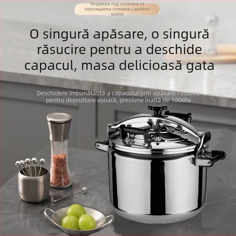 Jinmei oală sub presiune din oțel inoxidabil 304, întărită, pentru uz casnic, mare capacitate, rezistentă la explozie, compatibilă cu toate aragazurile, model cu mâner dublu