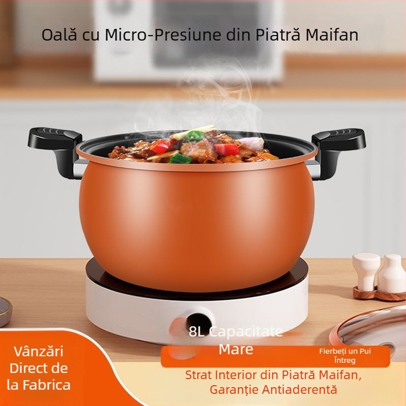 Fatpan oală multifuncțională, capacitate mare, pentru supă și tocăniță, antiaderentă, oală sub presiune, compatibilă cu aragaz pe gaz