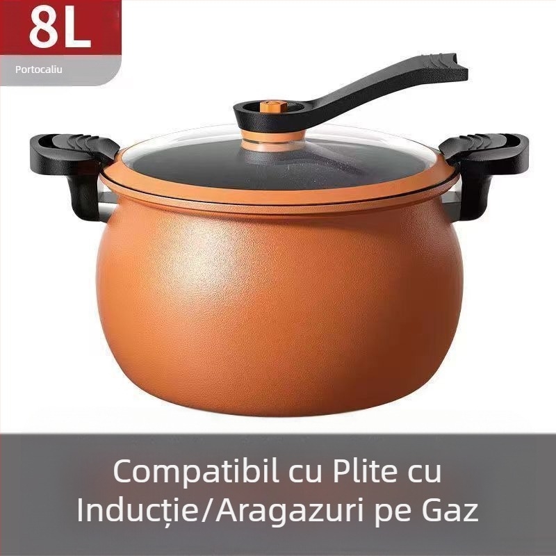 Fatpan oală multifuncțională, capacitate mare, pentru supă și tocăniță, antiaderentă, oală sub presiune, compatibilă cu aragaz pe gaz