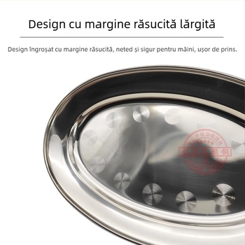 Farfurie ovală din oțel inoxidabil, îngroșată, nemagnetică, pentru ouă, pește și dim sum