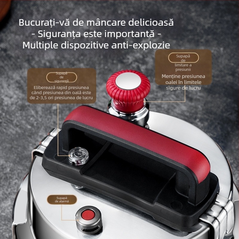 Oală sub presiune din oțel inoxidabil 304, compatibilă cu gazul, compactă și portabilă pentru camping în aer liber și uz casnic, pentru gătit orez