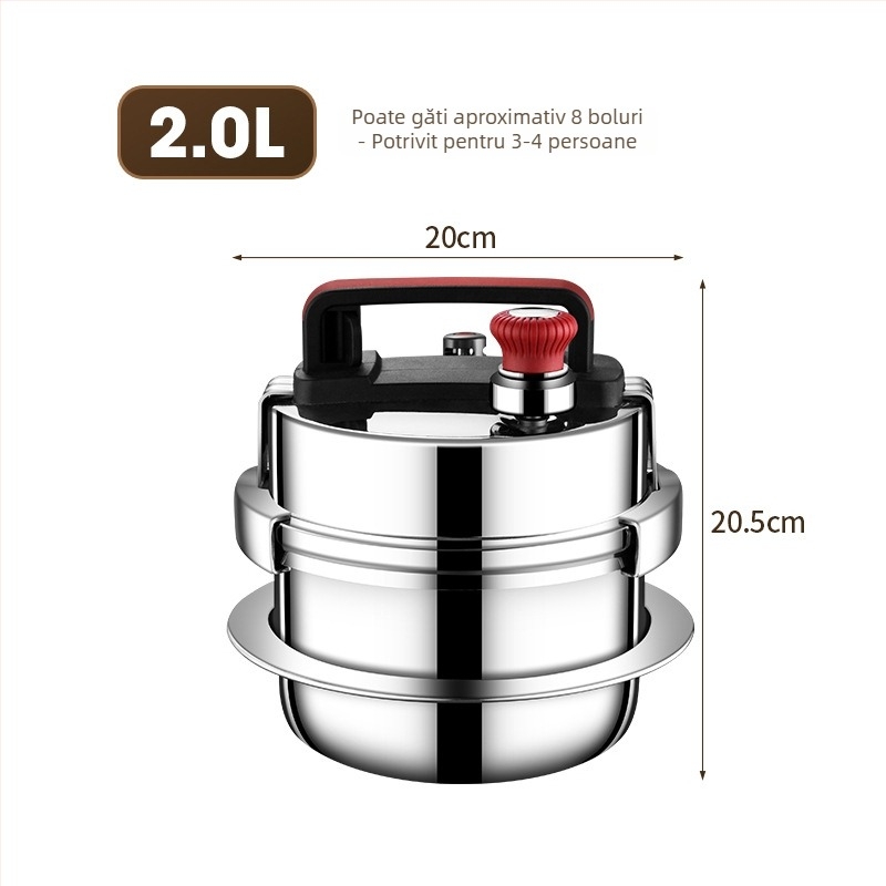 Oală sub presiune din oțel inoxidabil 304, compatibilă cu gazul, compactă și portabilă pentru camping în aer liber și uz casnic, pentru gătit orez